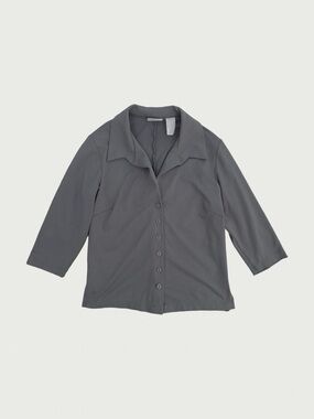 Button Front Fitted 3/4 Sleeve Top